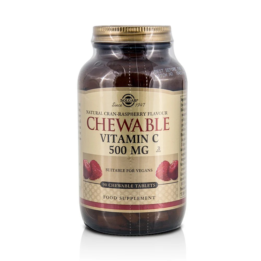 SOLGAR - Chewable Vitamin C 500mg (Raspberry Flavor) - 90chew.tabs