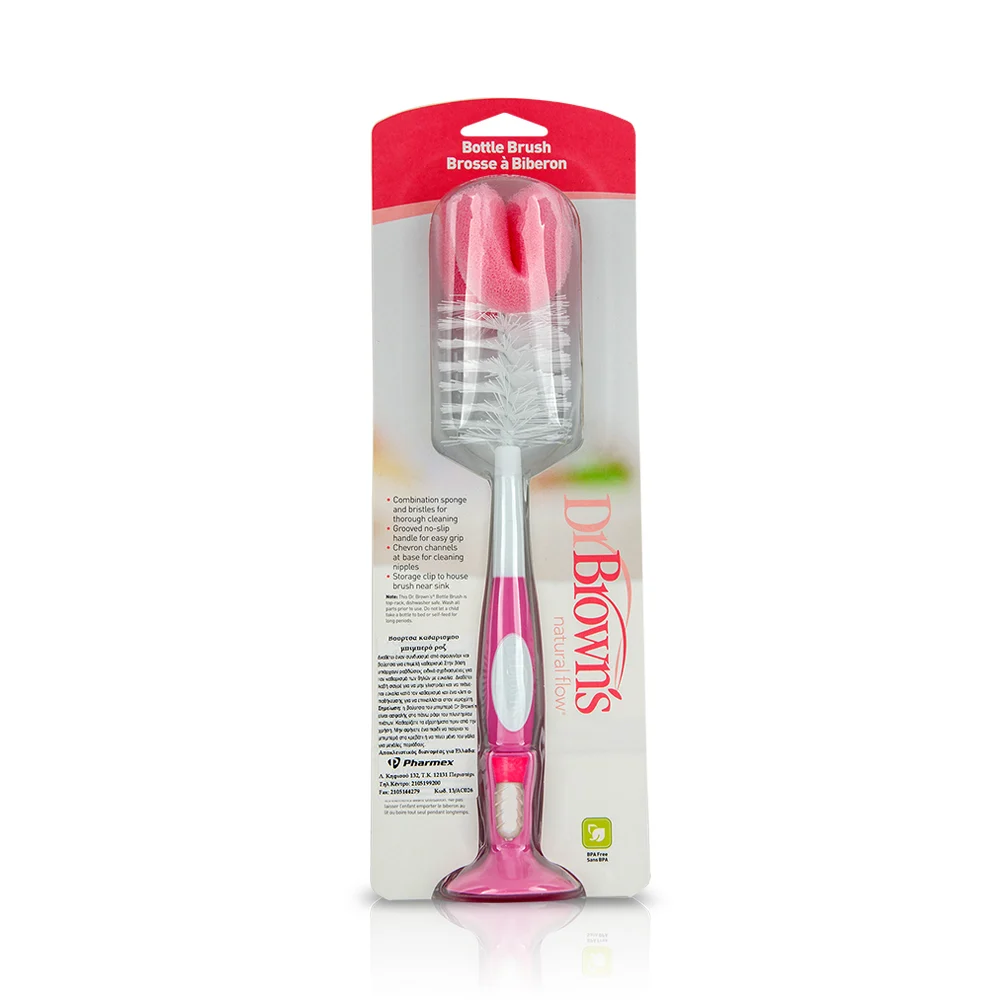 DR BROWN'S - NATURAL FLOW Bottle Brush Βούρτσα Καθαρισμού Μπιμπερό (Ροζ) AC026