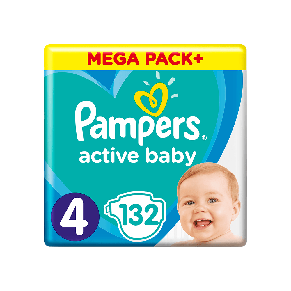 PAMPERS - MEGA PACK+ Active Baby Νο4 (9-14kg) - 132 πάνες