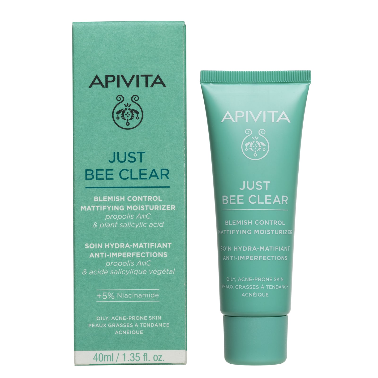 APIVITA - JUST BEE CLEAR Κρέμα Κατά των Ατελειών με propolis AmC & φυτικό σαλικυλικό οξύ - 40ml