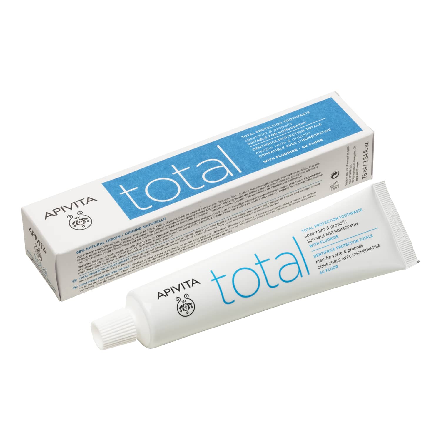 APIVITA - NATURAL DENTAL CARE Total Οδοντόκρεμα με Δυόσμο & Πρόπολη - 75ml