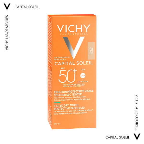 VICHY - CAPITAL SOLEIL Αντηλιακή Κρέμα Προσώπου Dry Touch με Χρώμα SPF50+ για Ματ Αποτέλεσμα - 50ml