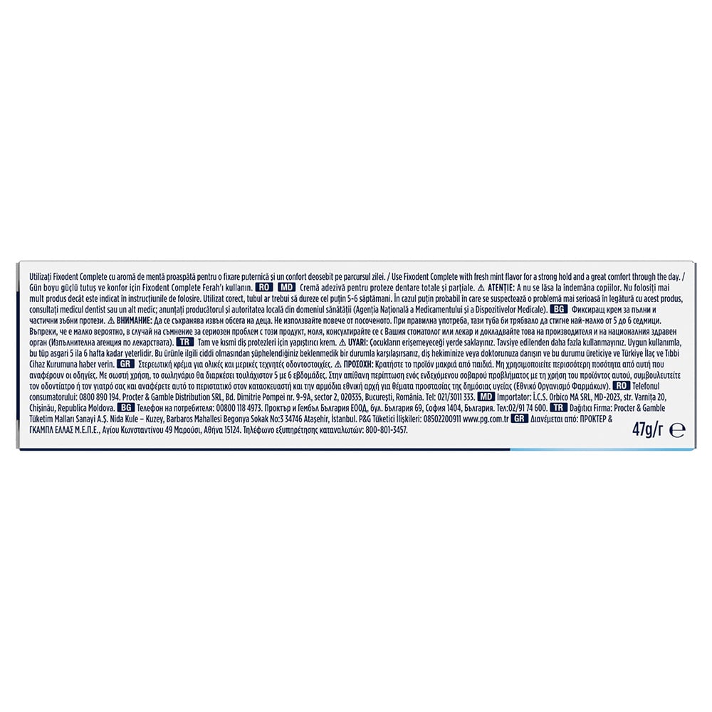 FIXODENT - COMPLETE Original Fresh Στερεωτική Κρέμα Οδοντοστοιχιών - 47gr