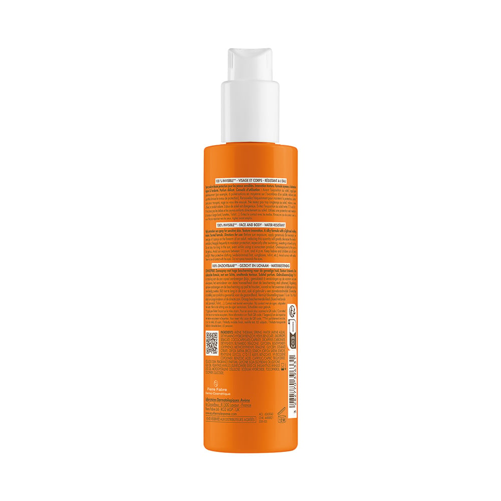 AVENE - Αντηλιακό Spray Σώματος SPF50 Υψηλής Προστασίας με Αόρατο Τελείωμα για Ευαίσθητο Δέρμα - 200ml