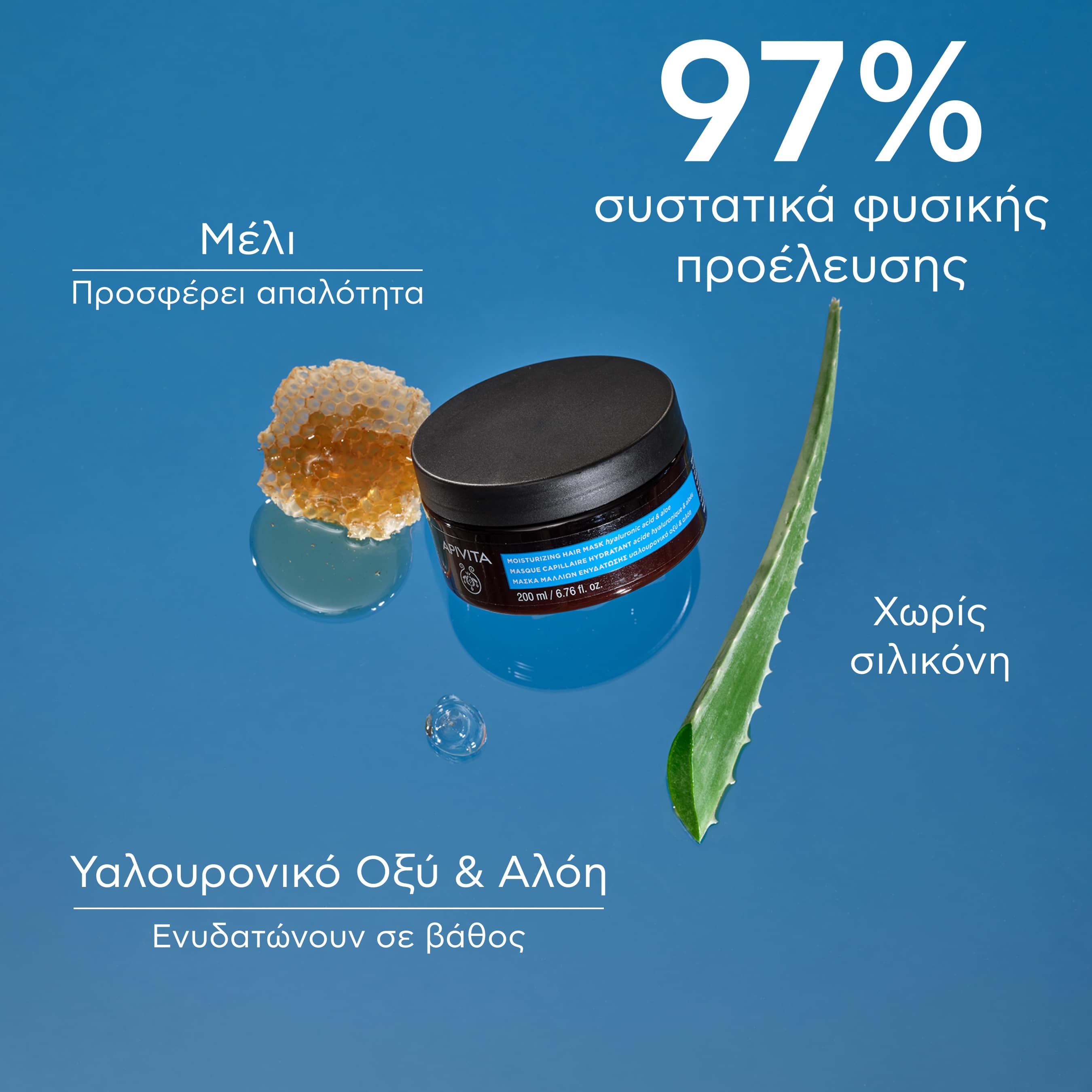 APIVITA -  Μάσκα Μαλλιών για Ενυδάτωση με Υαλουρονικό Οξύ & Αλόη - 200ml