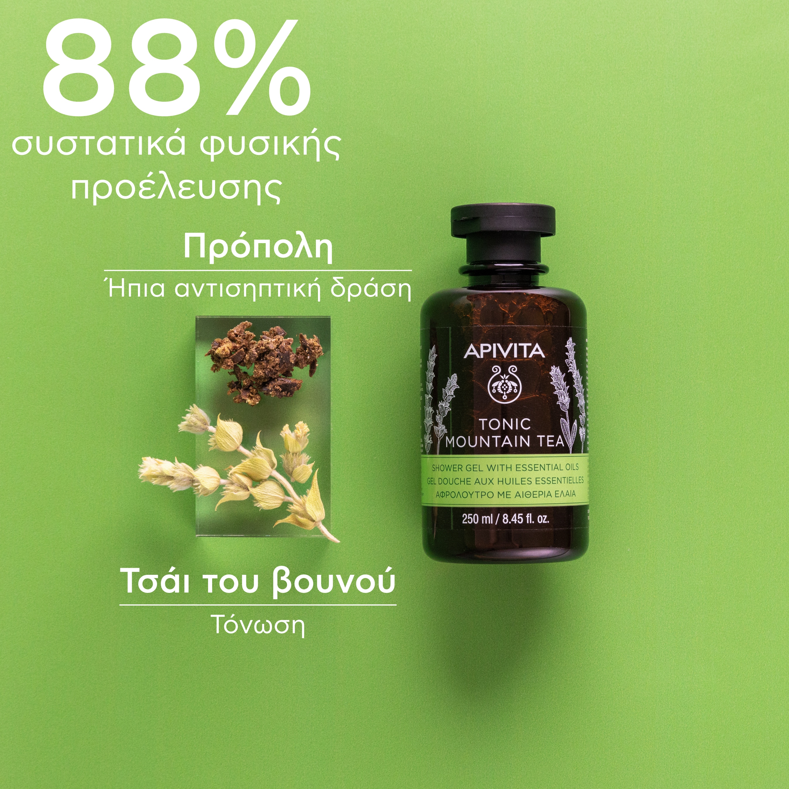 APIVITA - TONIC MOUNTAIN TEA Αφρόλουτρο με Αιθέρια Έλαια - 250ml