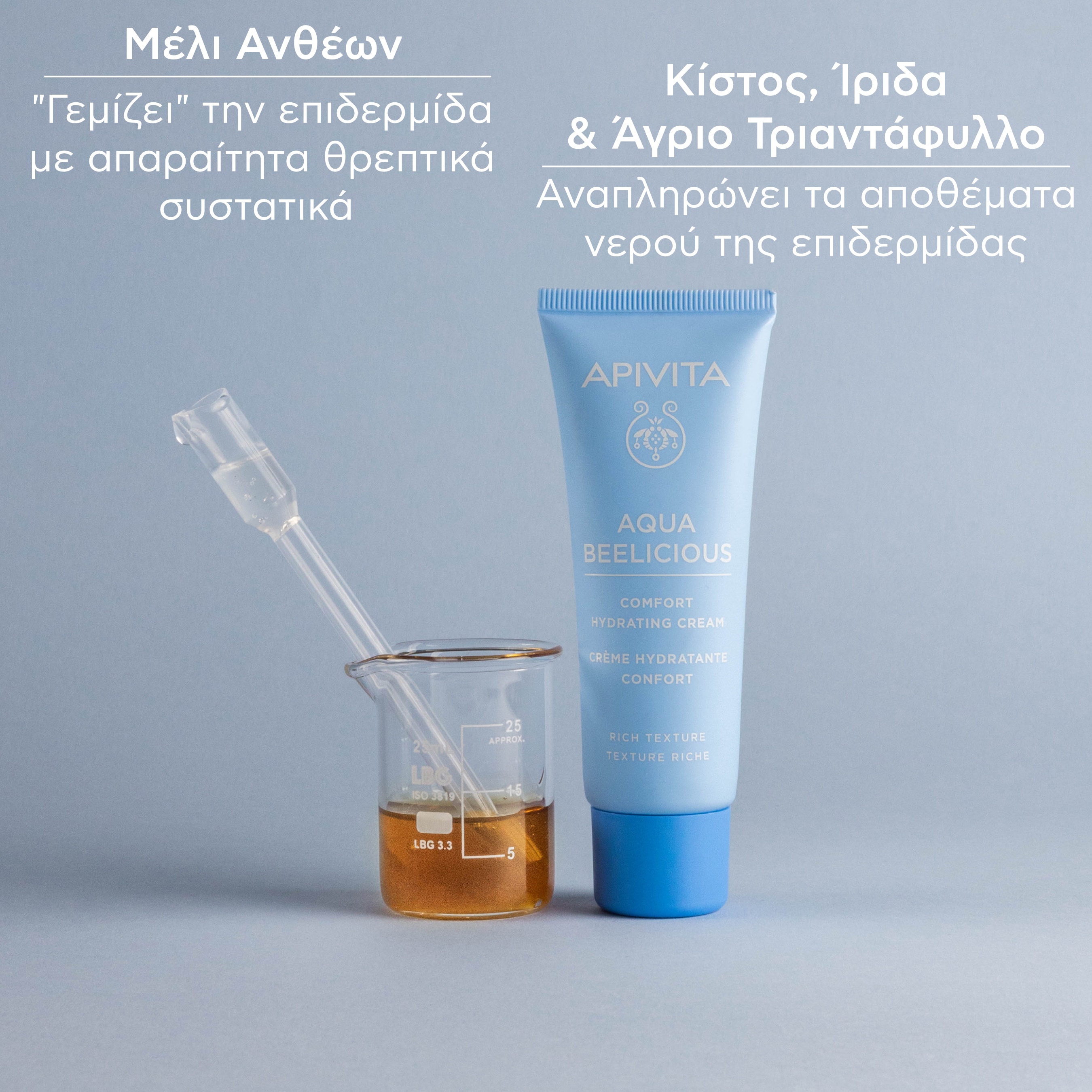 APIVITA - AQUA BEELICIOUS Απαλή Κρέμα Ενυδάτωσης Πλούσιας Υφής - 40ml