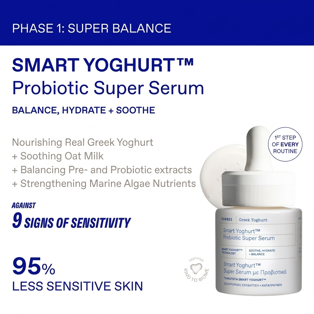 KORRES - PROMO PACK SMART YOGHURT Super Serum με Προβιοτικά - 15ml, ΛΕΥΚΗ ΠΕΥΚΗ Oρός Αναπλήρωσης Όγκου - 15ml, Κρέμα Ημέρας για Κανονικές/Μικτές Επιδερμίδες - 40ml