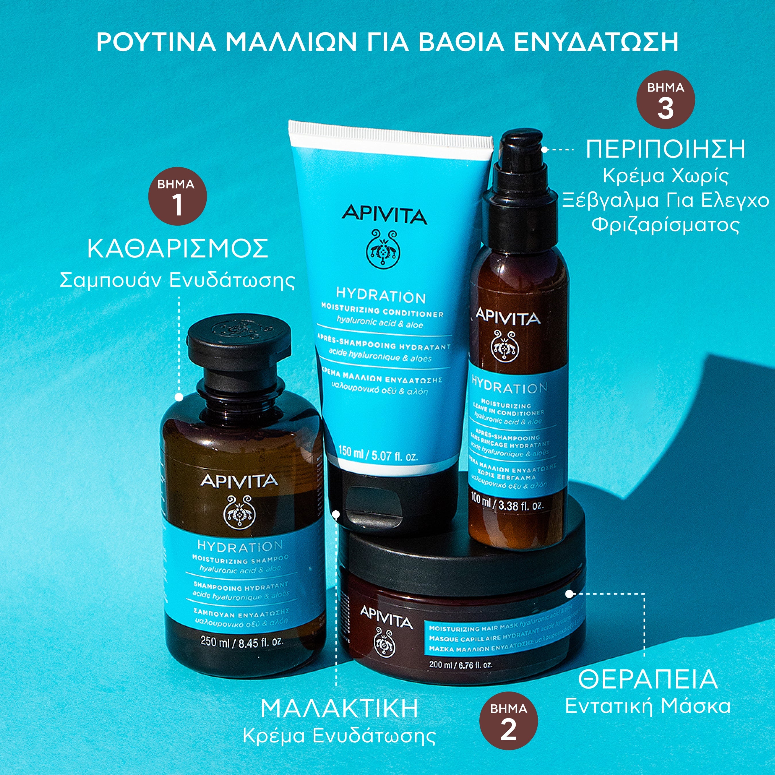 APIVITA - HYDRATION Σαμπουάν Ενυδάτωσης με Υαλουρονικό Οξύ & Αλόη - 250ml