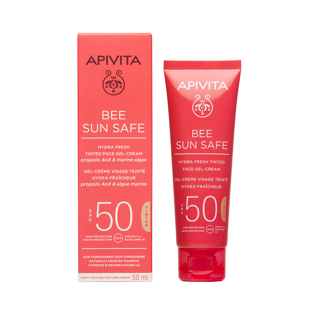 APIVITA - BEE SUN SAFE Ενυδατική Κρέμα-Gel Προσώπου με χρώμα SPF50 - 50ml