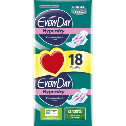 EVERYDAY - VALUE PACK HYPERDRY Σερβιέτες Normal Ultra Plus - 18τεμ.