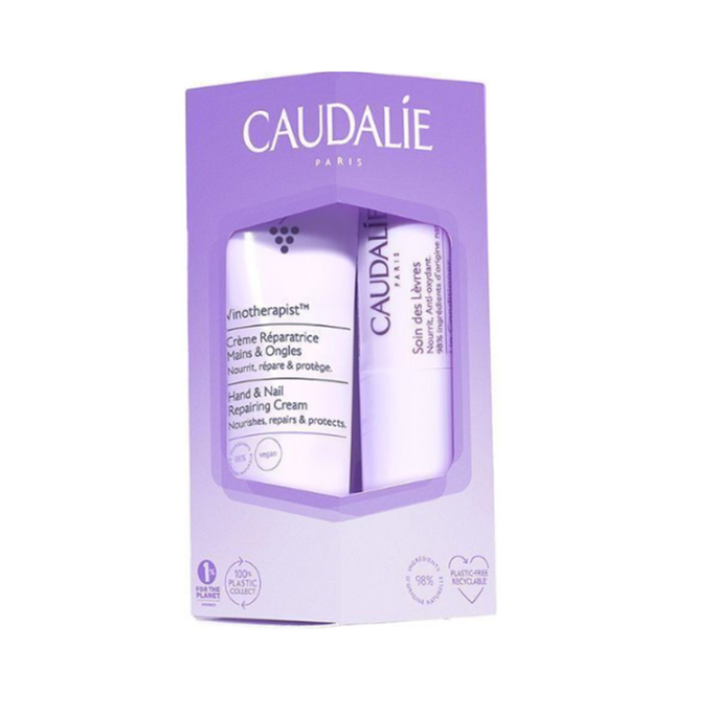 CAUDALIE - PROMO PACK VINOTHERAPIST Creme Reparatrice Mains & Ongles - 30ml & Soin des Levres - 4.5gr