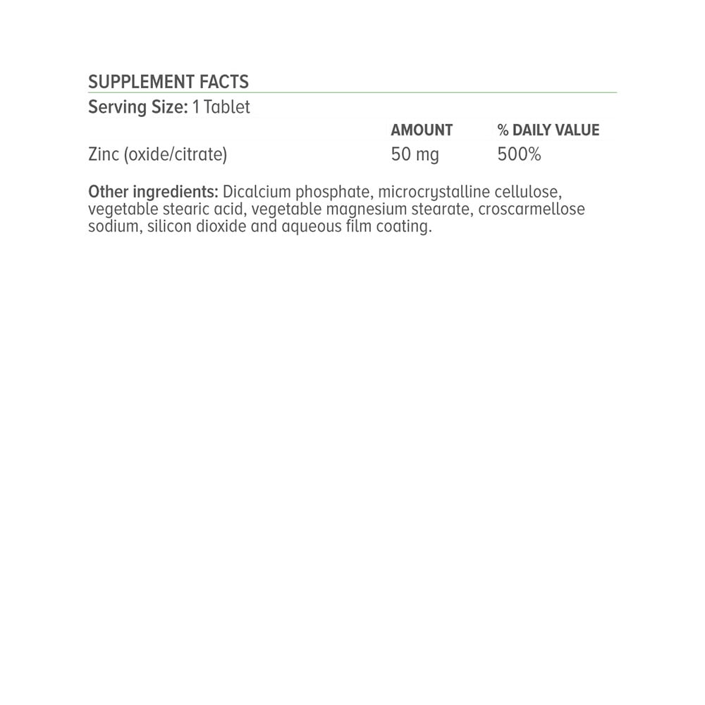 NATURAL VITAMINS - Zinc 50mg - 100tabs