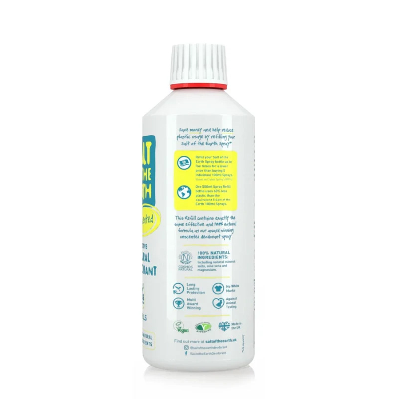 SALT OF THE EARTH - Natural Deodorant Spray (unscented/refill) - 500ml