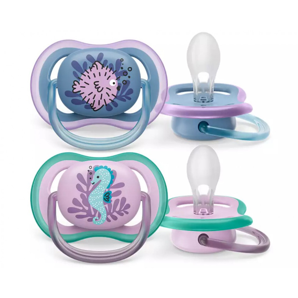 AVENT - ULTRA AIR Πιπίλα Σιλικόνης 6-18m (μωβ/πράσινο) - 2τεμ.