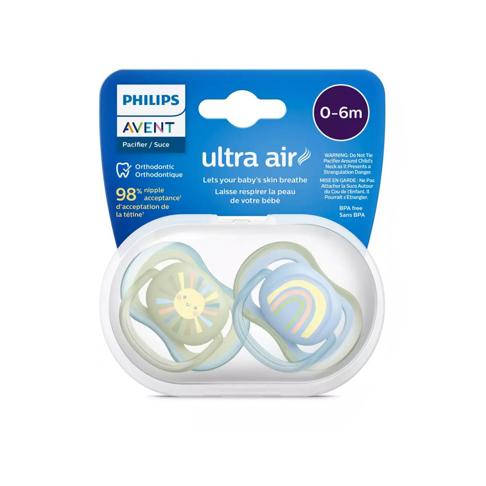 AVENT - ULTRA AIR Πιπίλα Σιλικόνης 0-6m (πράσινο/γαλάζιο) - 2τεμ.