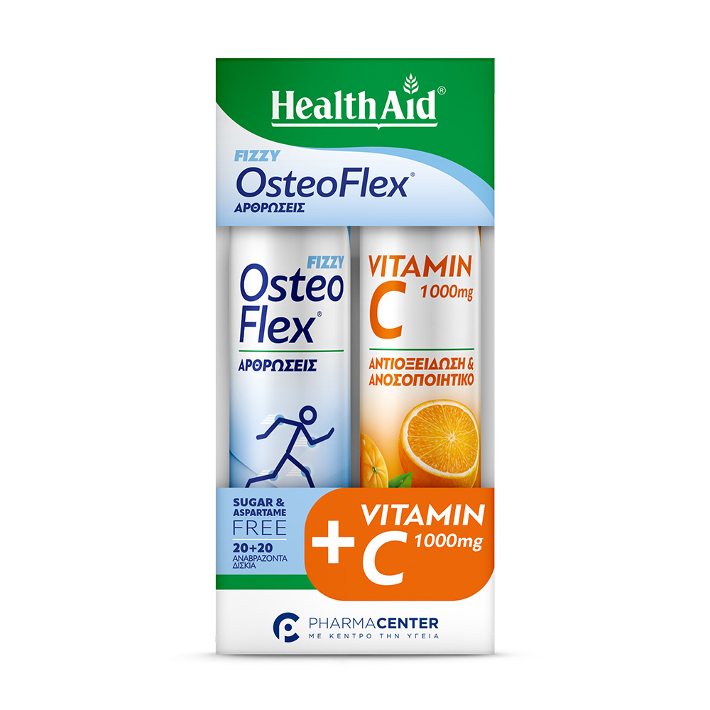 HEALTH AID - PROMO PACK OSTEOFLEX Fizzy - 20eff.tabs ΜΕ ΔΩΡΟ Vitamin C 1000mg (πορτοκάλι) - 20eff.tabs