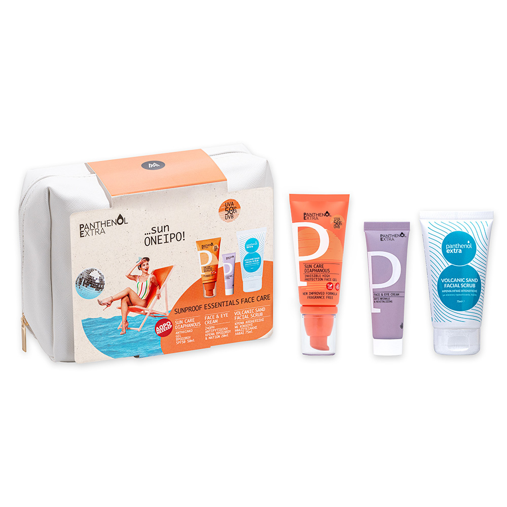 PANTHENOL EXTRA - PROMO PACK Diaphanous SPF50 - 50ml & Face & Eye Cream - 20ml & Volcanic Sand Facial Scrub - 75ml