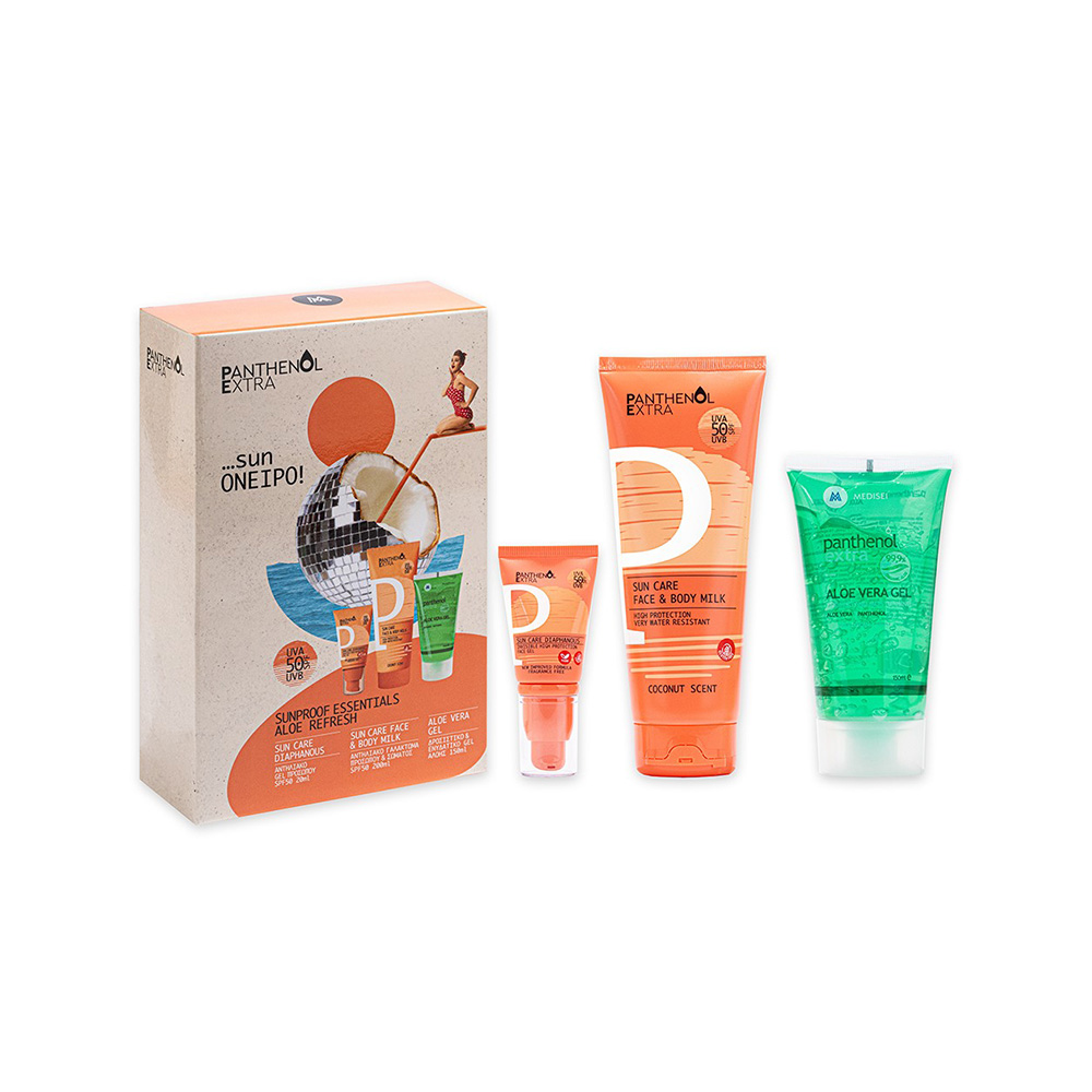 PANTHENOL EXTRA - PROMO PACK Sun Care Diaphanous SPF50 - 20ml, Face & Body Milk SPF50 - 200ml & Aloe Vera Gel - 150ml