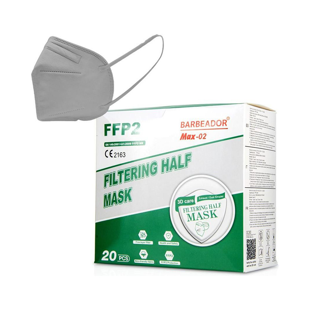 BARBEADOR - Μάσκα Υψηλής Προστασίας FFP2 (γκρι ανοιχτό) - 20τμχ