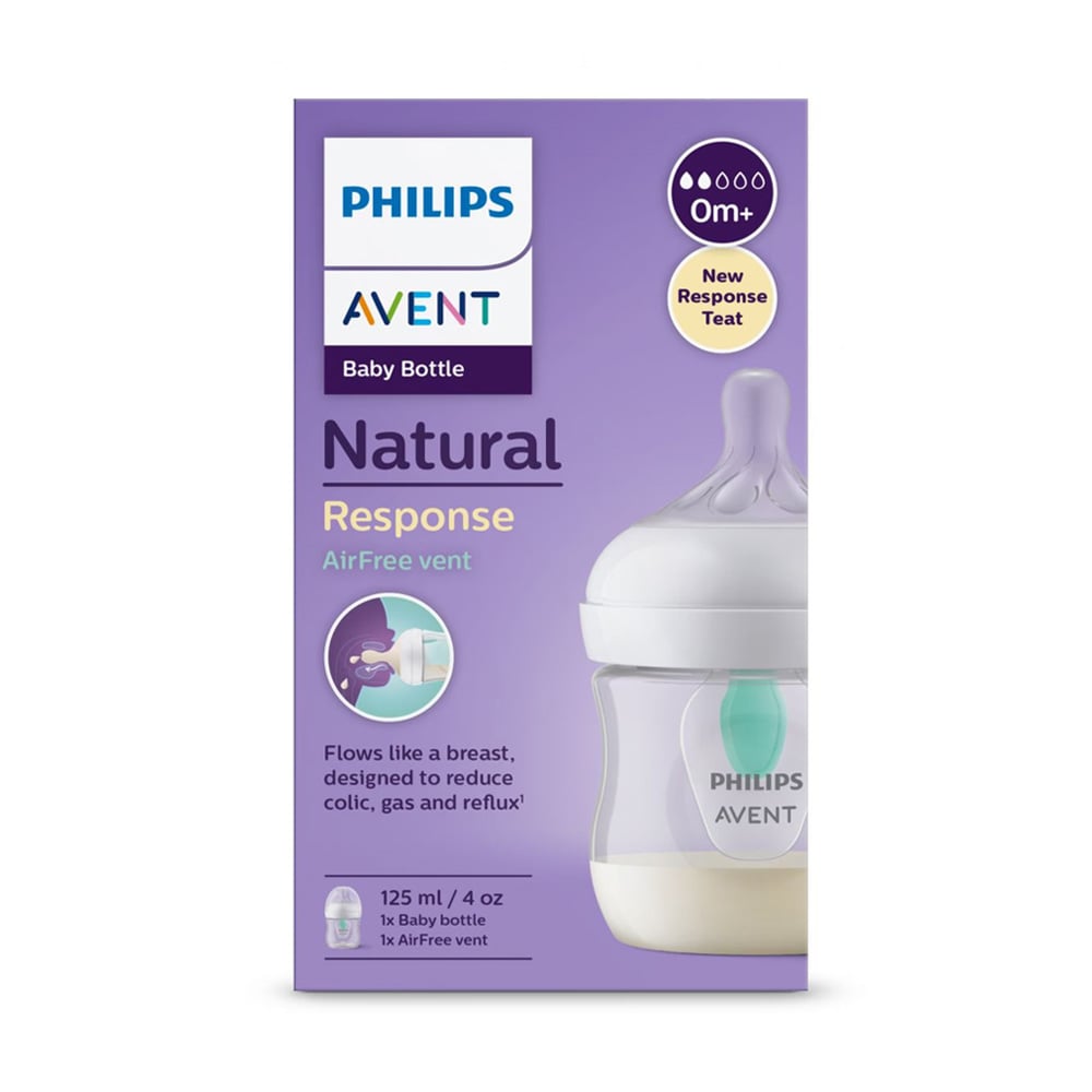 AVENT - NATURAL RESPONSE Πλαστικό Μπιμπερό με Θηλή Σιλικόνη & Airfree Vent 0-3m - 125ml