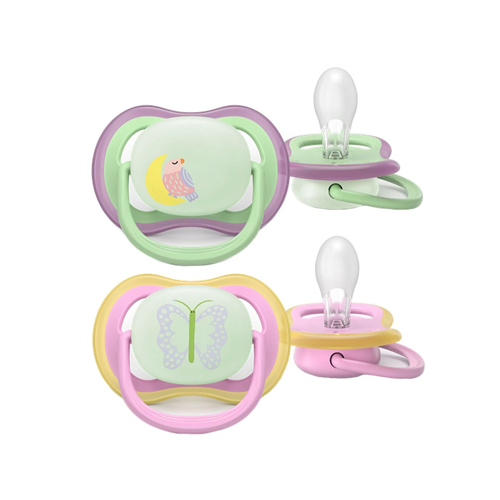 AVENT - ULTRA AIR Nighttime Πιπίλα Σιλικόνης 6-18m (κορίτσι) - 2τεμ. SCF376/29