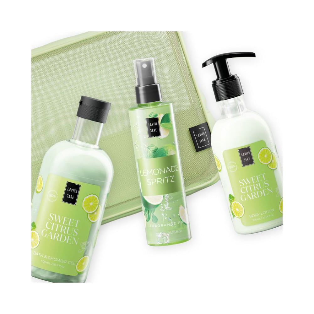 LAVISH CARE - PROMO PACK Sweet Citrus Garden Shower Gel - 500ml, Body Lotion - 300ml & Lemonade Spritz Fragrance Mist - 200ml