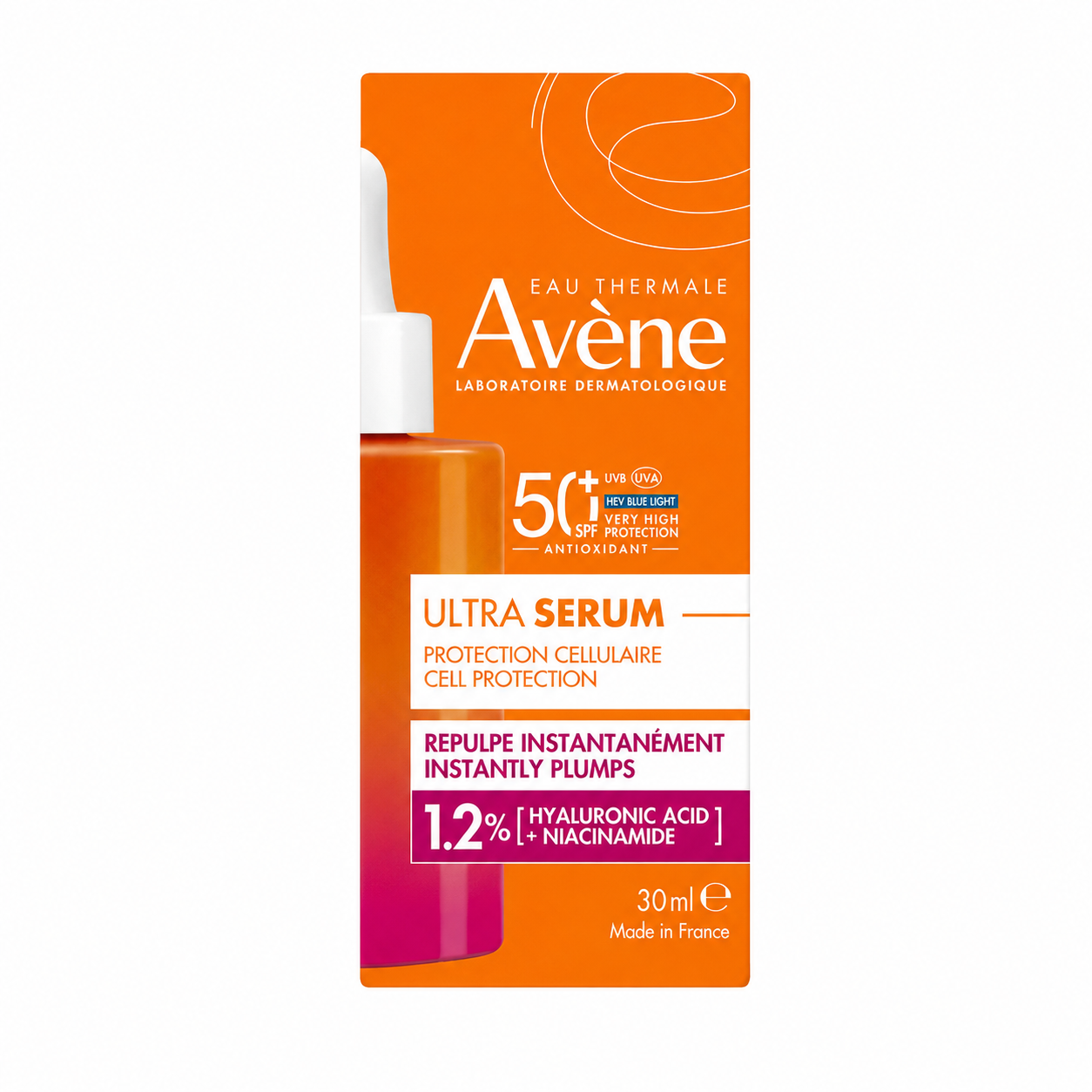 AVENE - Ultra Serum SPF50+ Aντηλιακός Ορός Προσώπου για Σύσφιγξη με Υαλουρονικό Οξύ και Νιασιναμίδη - 30ml
