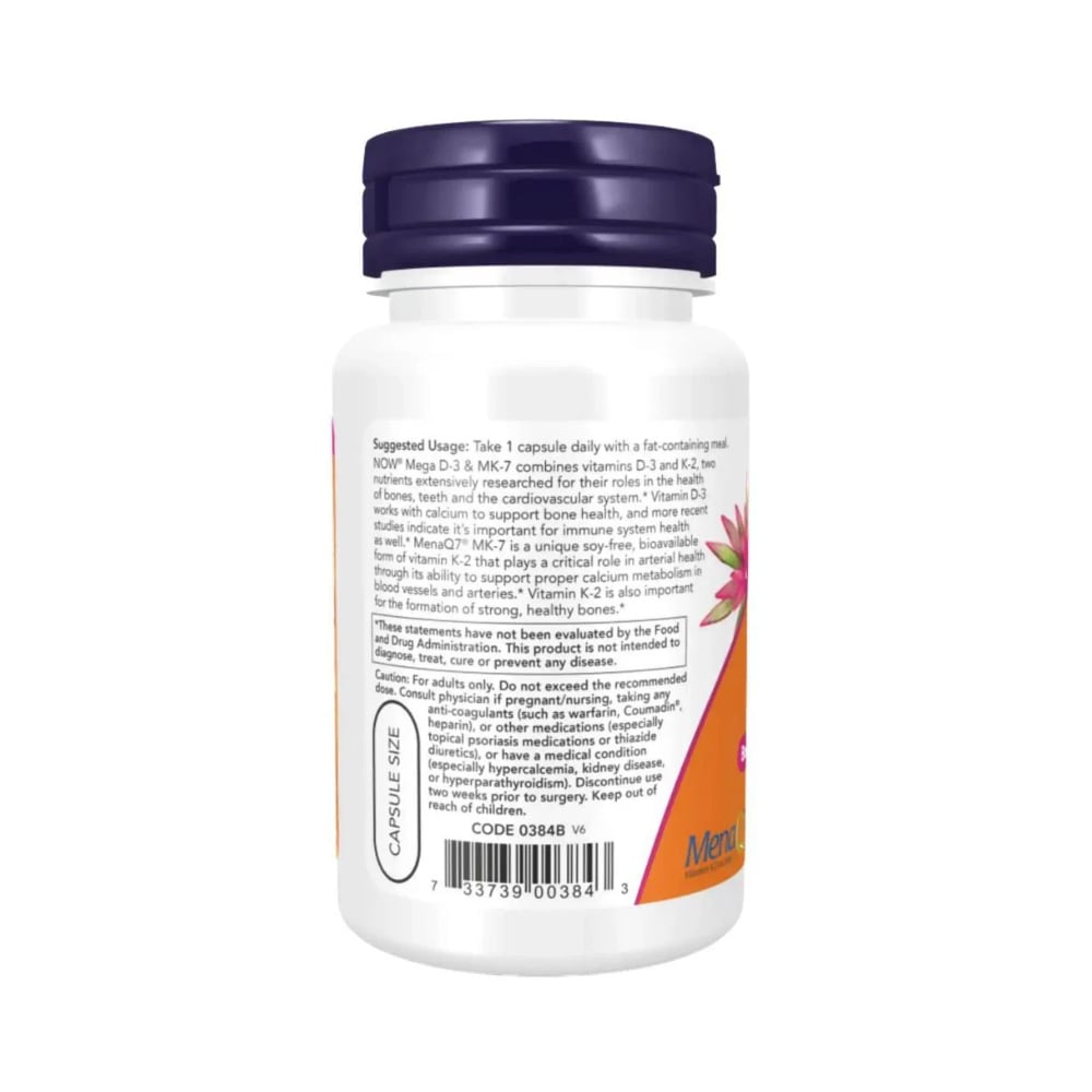 NOW - Mega D-3 & MK-7 5000IU 180mcg - 60caps