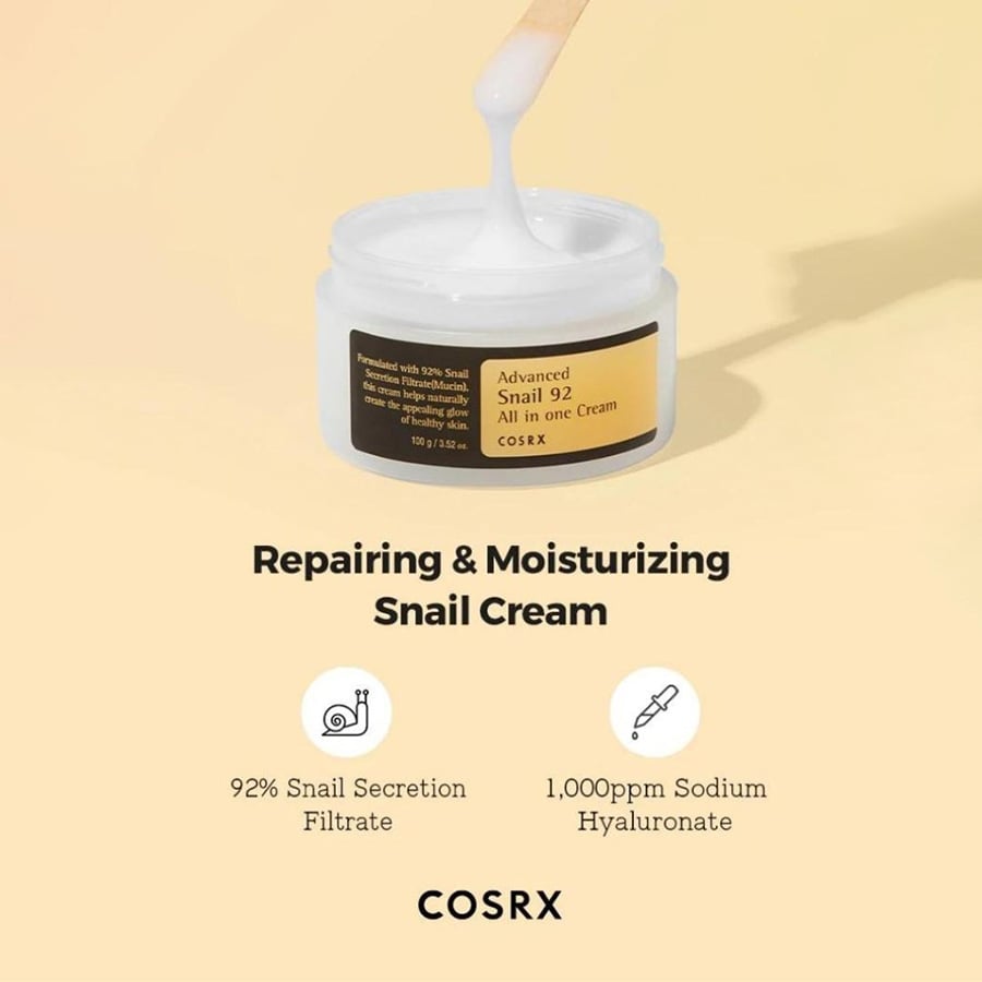 COSRX - ADVANCED SNAIL 92 All in One Cream Επανορθωτική και ενυδατική κρέμα με σαλιγκάρι - 100gr