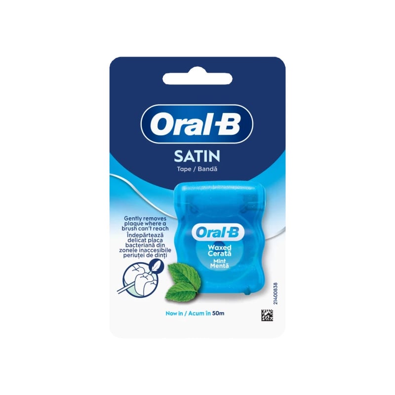 ORAL-B - Satin Tape Κηρωμένο Οδοντικό Nήμα με γεύση μέντας - 50m