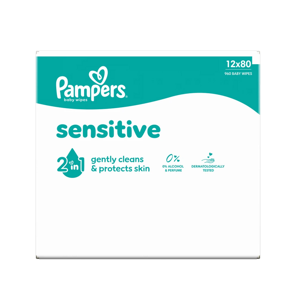 PAMPERS - MONTHLY PACK Sensitive Μωρομάντηλα - 960τμχ (12x80)