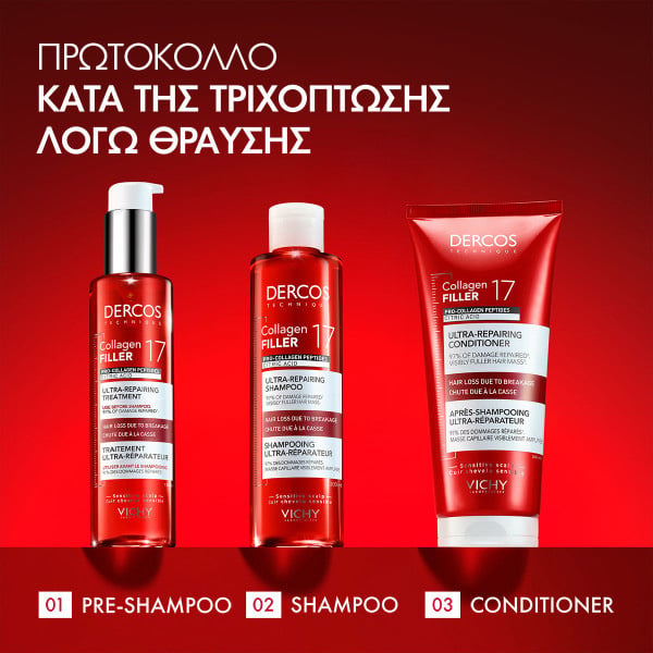 VICHY - DERCOS Collagen 17 Filler Conditioner Μαλακτικό για δράση κατά της τριχόπτωσης και της θραύσης των μαλλιών - 200ml