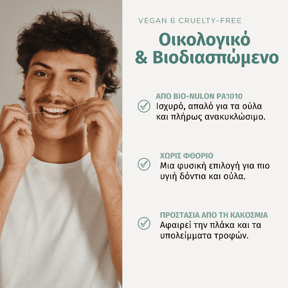 GEORGANICS - Οδοντικό Νήμα, Χωρίς Φθόριο, με Μέντα - 50m