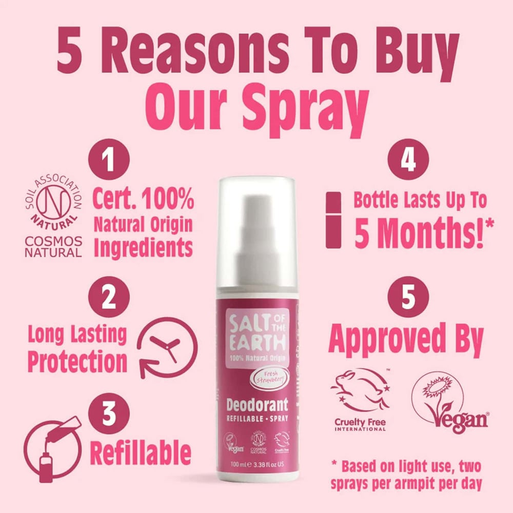 SALT OF THE EARTH - Fresh Strawberry Επαναγεμιζόμενο Αποσμητικό Spray (vegan) - 100ml