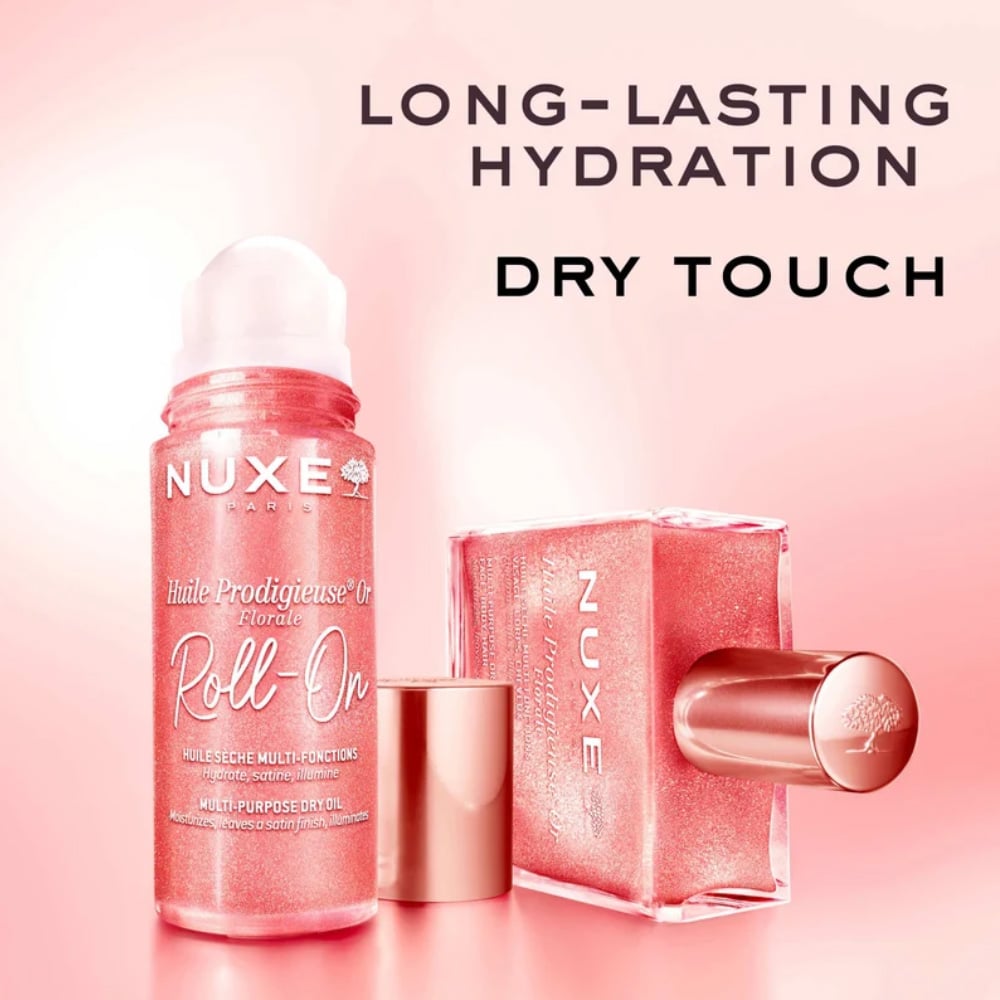 NUXE HP OR FLORALΕ ROLL ON Ιριδίζον Ροζ-χρυσό Ξηρό λάδι για πρόσωπο-σώμα-μαλλιά στην μορφή Roll On - 60ML