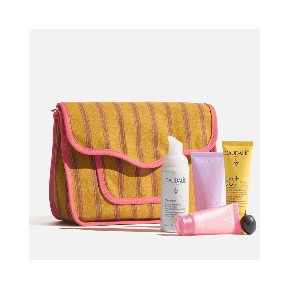 CAUDALIE - PROMO PACK ESSENTIALS VINOCLEAN Instant Foaming Cleanser - 50ml, VINOHYDRA Gel Moisturizer - 15ml, VINOSUN Very High Protection Lightweight Cream SPF50+ - 20ml & ANGE DE VIGNE Gel Douche - 30ml