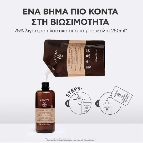 APIVITA - Δερματολογικό Σαμπουάν κατά της Ξηροδερμίας με propolis AC & φυτικό AHA (refill) - 500ml