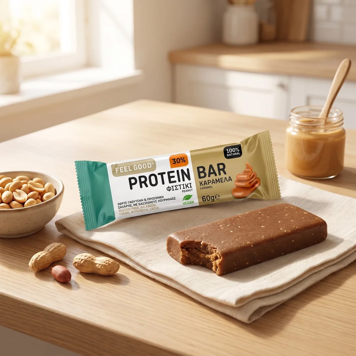FEEL GOOD - Peanut Caramel Protein Bar Πρωτεϊνική Μπάρα Φυστικοβούτυρο-Καραμέλα