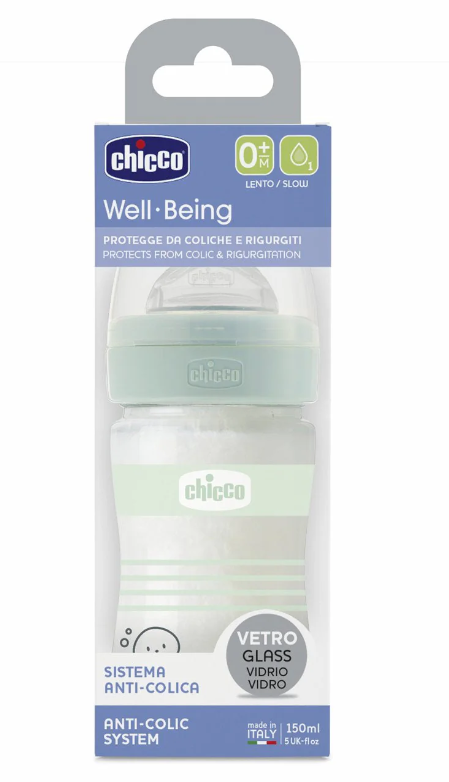 CHICCO - WELL BEING Γυάλινο Μπιμπερό ΘΣ 0+m (Unisex) - 150ml