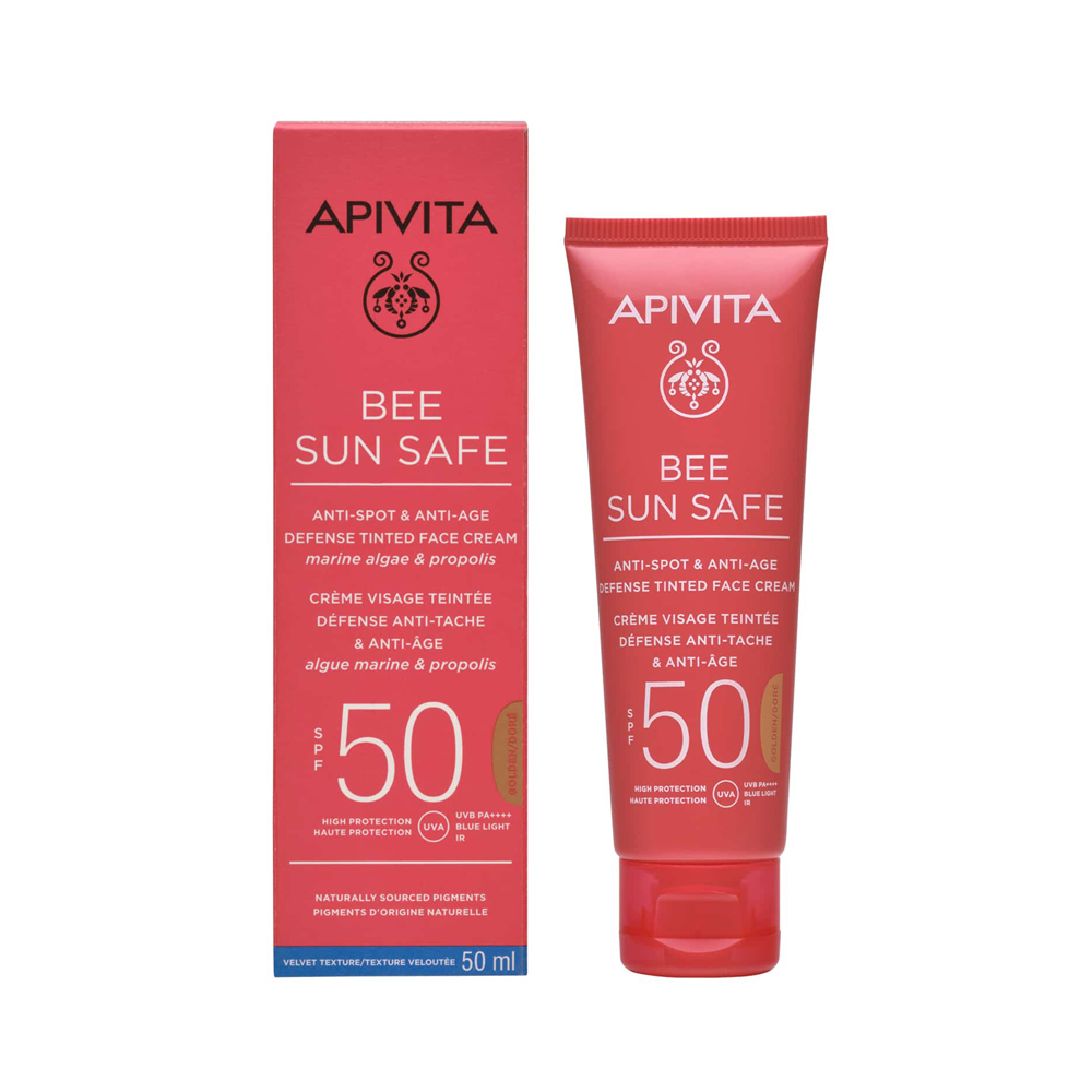 APIVITA - BEE SUN SAFE Κρέμα Προσώπου κατά των πανάδων & των ρυτίδων με χρώμα SPF50 (golden) - 50ml