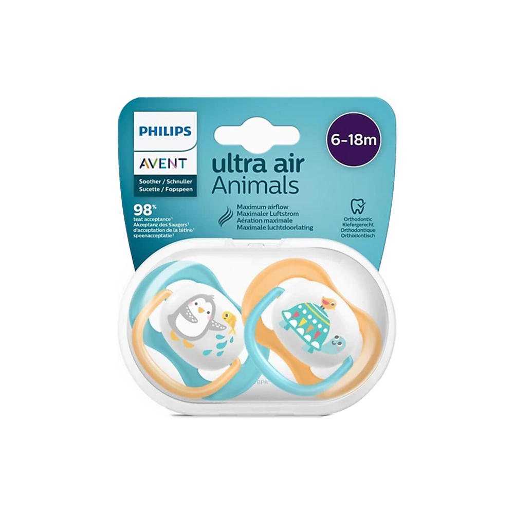 AVENT - ULTRA AIR Animals Πιπίλα Σιλικόνης 6-18m - 2τεμ. SCF080/12