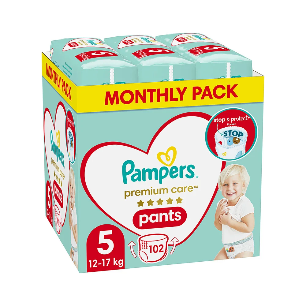 PAMPERS - MONTHLY PACK  PREMIUM CARE Pants No5 (12-17kg) - 102τεμ.