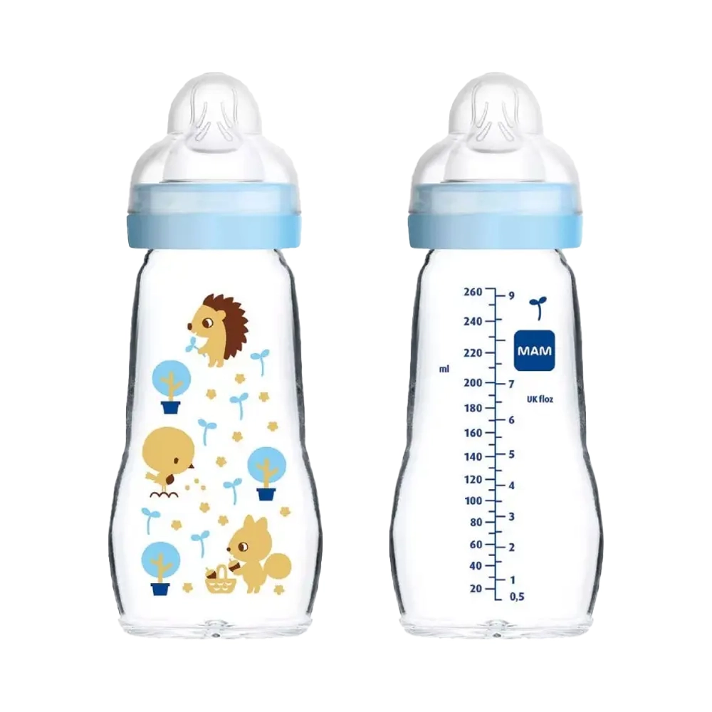 MAM - FEEL GOOD Γυάλινο Μπιμπερό ΘΣ 2m+ (αγόρι) - 260ml