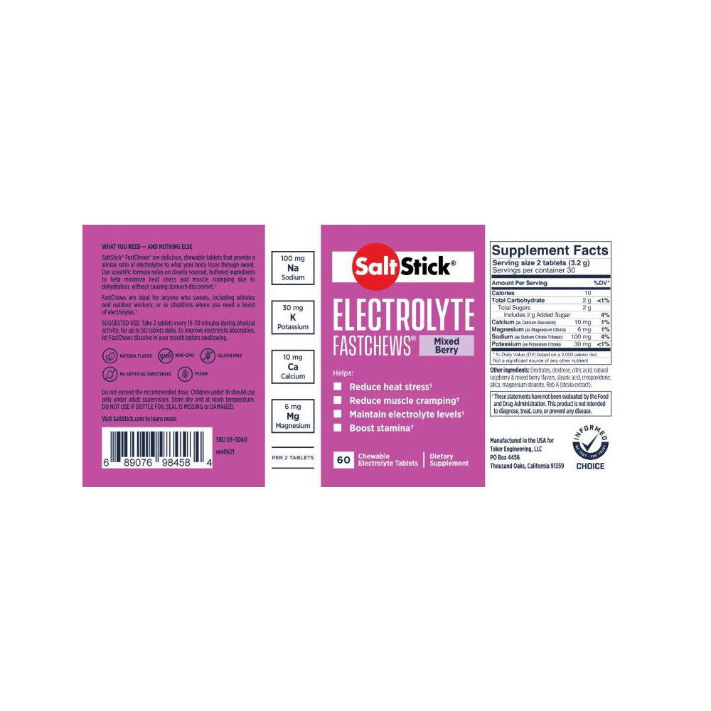 SALTSTICK - Μασώμενες Ταμπλέτες Ηλεκτρολυτών (mixed berry) - 10chew.tabs