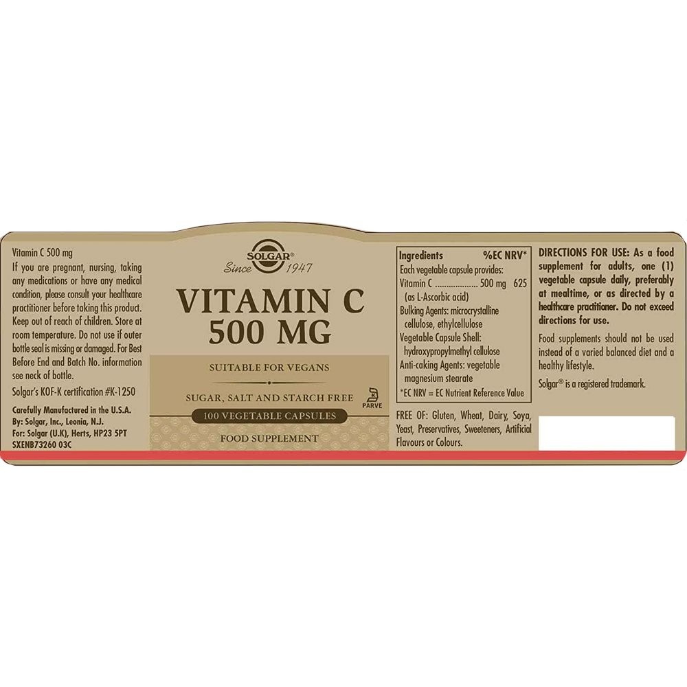 SOLGAR - Vitamin C 500mg - 100caps