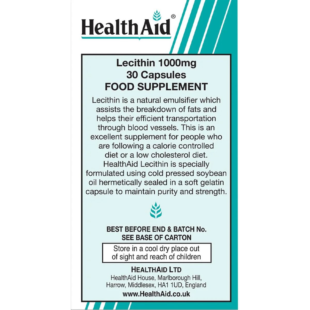 HEALTH AID - Lecithin with CoQ10 & Vitamin E - 30caps