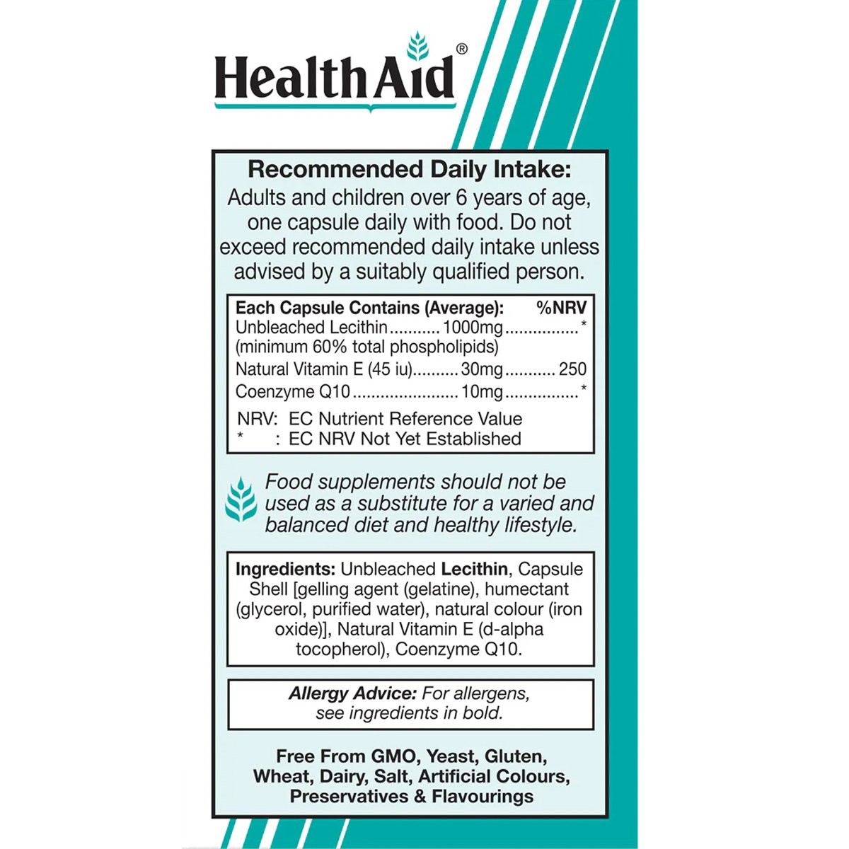 HEALTH AID - Lecithin with CoQ10 & Vitamin E - 30caps