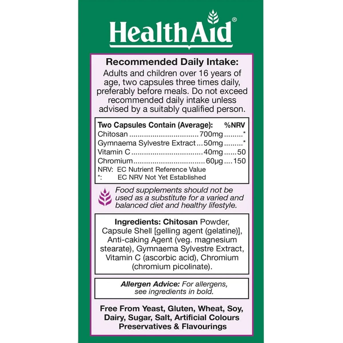 HEALTH AID - Chitosan - 90caps
