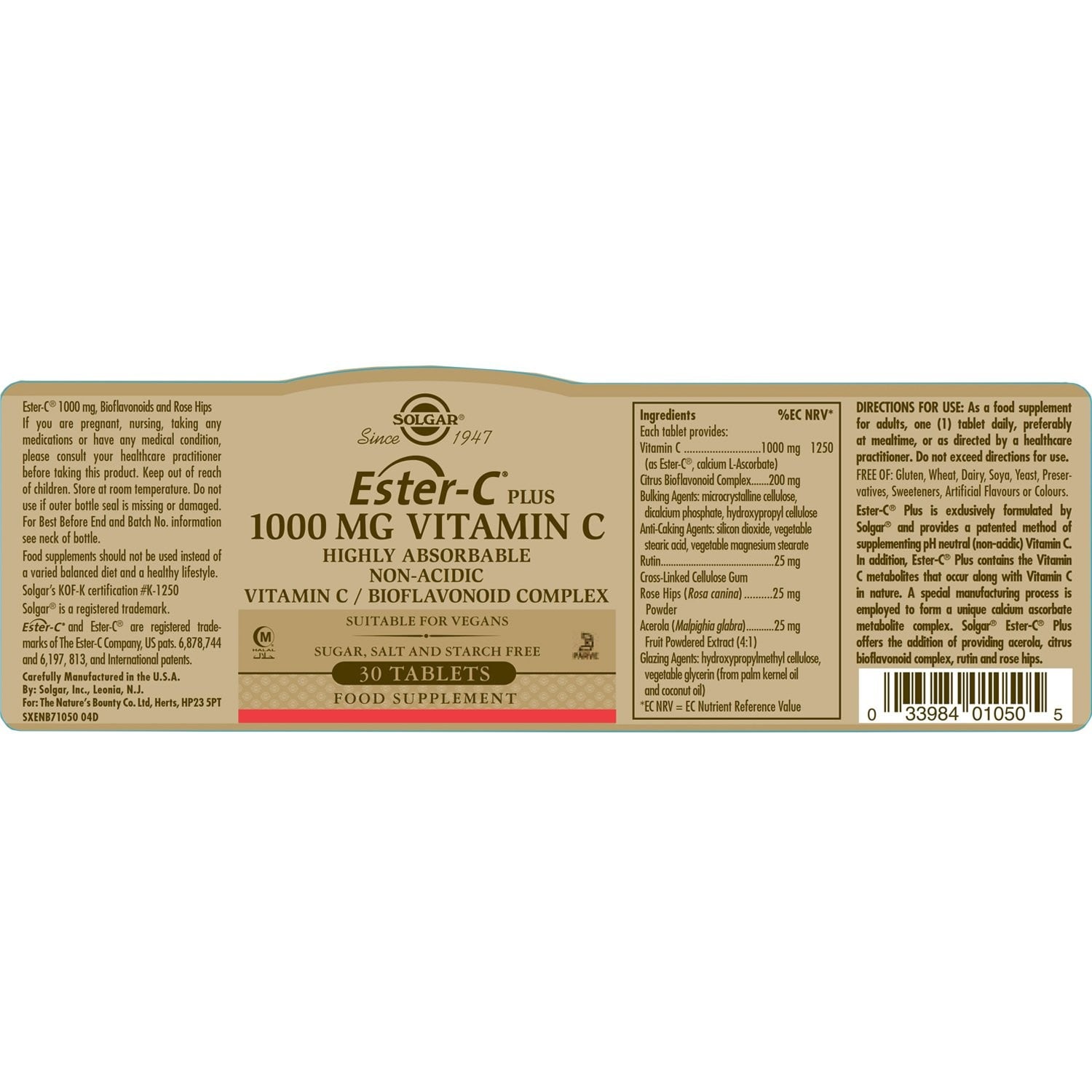 SOLGAR - Ester-C plus Vitamin C 1000mg - 30tabs